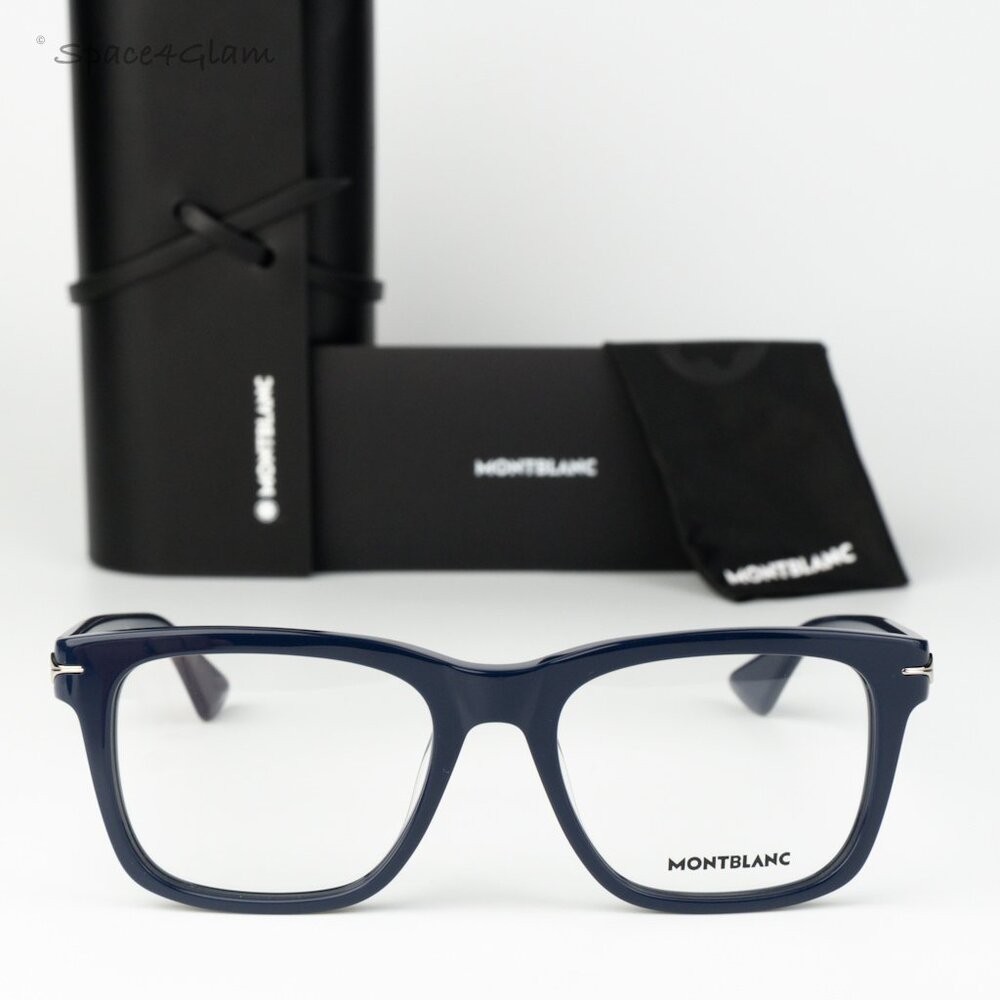 Montblanc Men Eyeglasses Dark Blue Demo Square MB0266O 007 NEW AUTHENTIC
